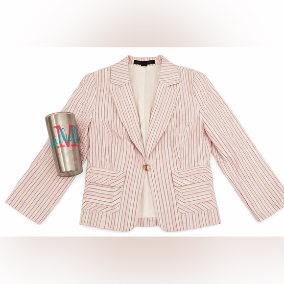 Express Jackets & Blazers - 🩷 Express Design Studio Pink Seersucker Blazer Jacket Size 4 🩷